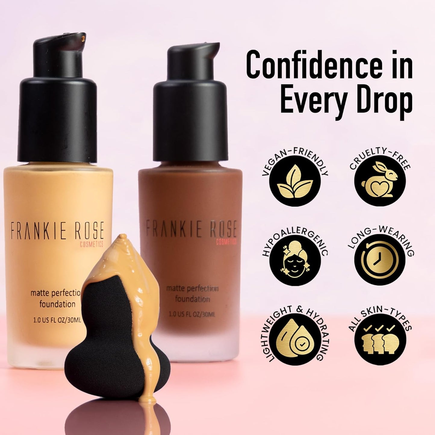 Matte Perfection Foundation Makeup – Long-Lasting, Hydrating Foundation for Semi-Matte Finish - Foundation Full Coverage for All Skin Types - (Cocoa Butter) 1.0 US Fl Oz / 30 Ml