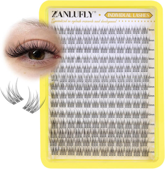 Lashes Clusters Natural CC Curl Eyelash Clusters Wispy 168Pcs Individual Lashes Clear Band DIY Eyelash Extension (9MM 10MM 11MM)