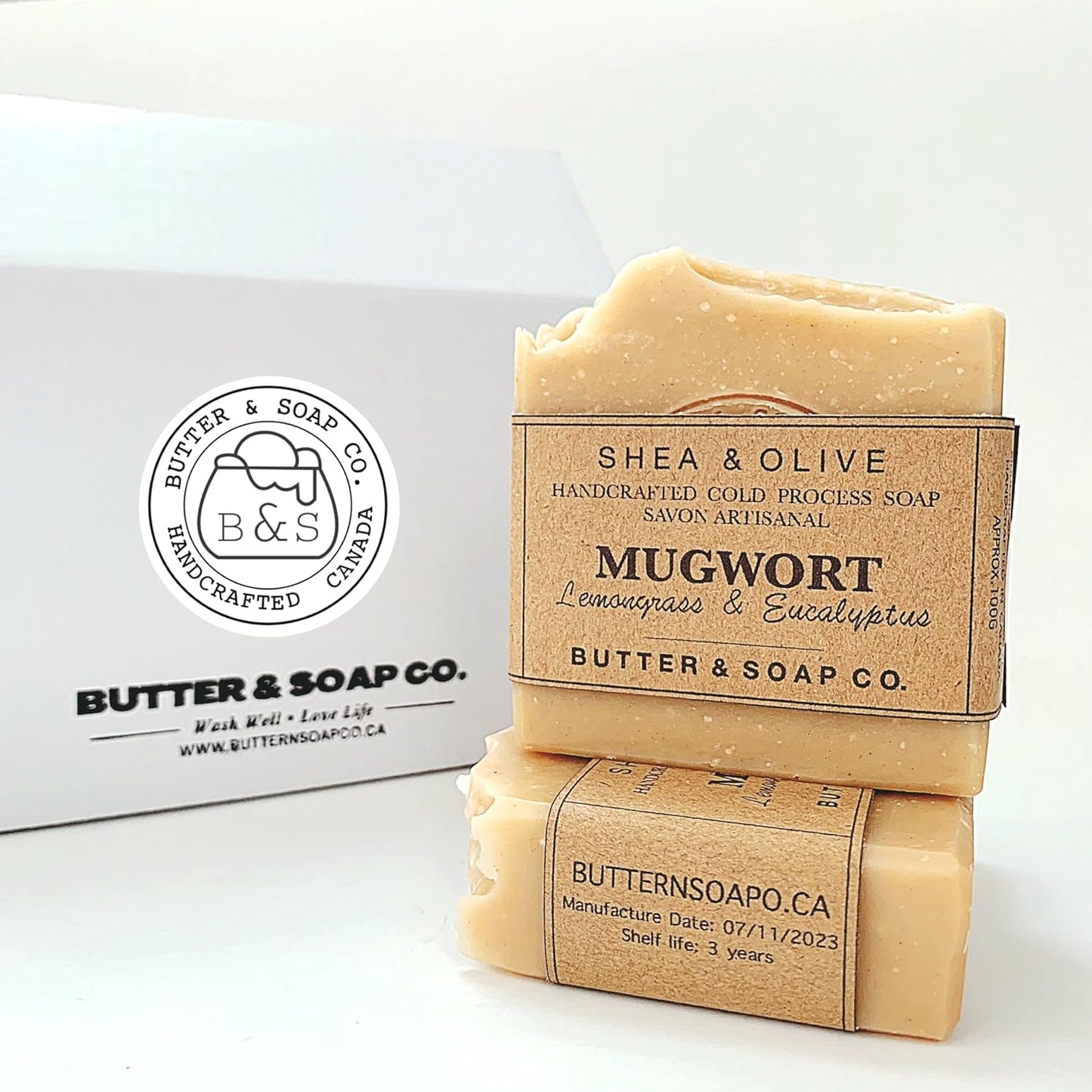 Mugwort Herbal Soap Lemongrass Eucalyptus Natural Cold Processed Face and Body Soaps for Men and Women (Pack of 3)