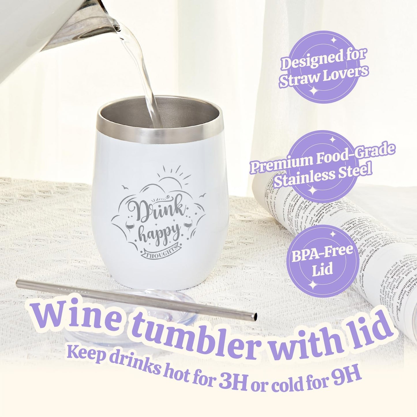 Birthday Gifts for Women Bff Love 8Pc Self Care Gifts for Women, Gift Baskets for Women Lavender Spa Gift Set for Women with Vacuum Insulated Tumbler Christmas Gift Sets for Women