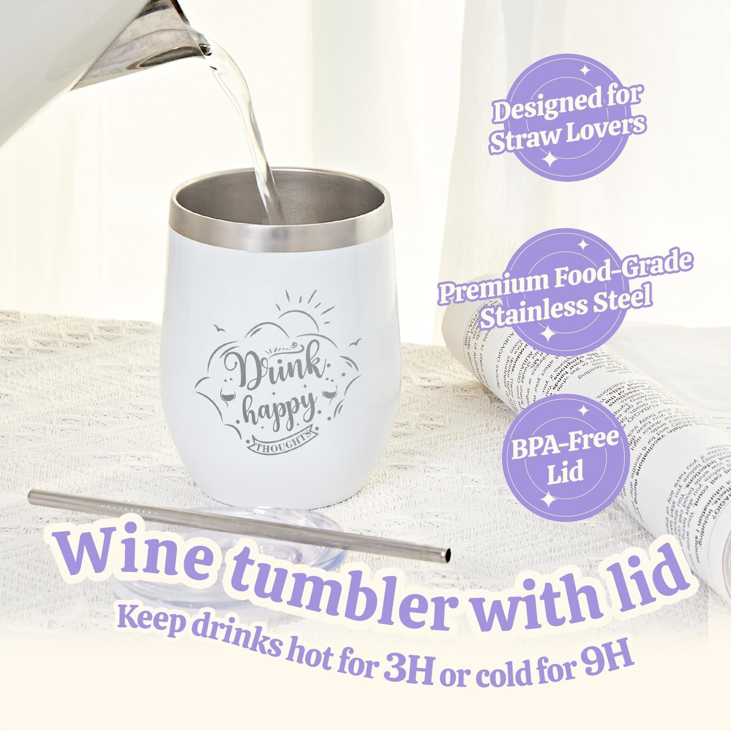 Birthday Gifts for Women Bff Love 8Pc Self Care Gifts for Women, Gift Baskets for Women Lavender Spa Gift Set for Women with Vacuum Insulated Tumbler Christmas Gift Sets for Women