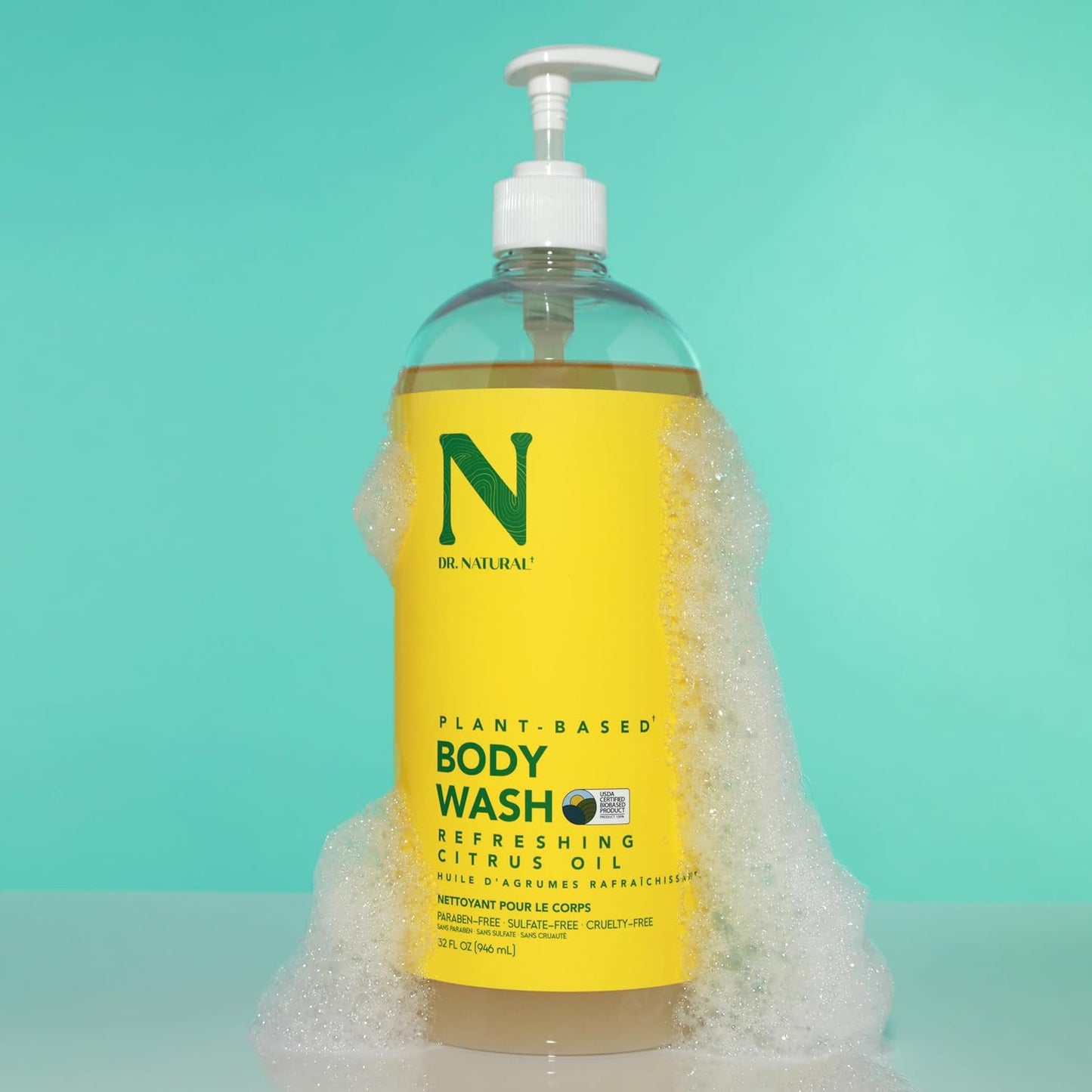 Refreshing Citrus Oil Body Wash - Dry Skin Moisturizing Natural Body Wash with Shea Butter and Coconut Oil - for Family and Pets - 946 Ml