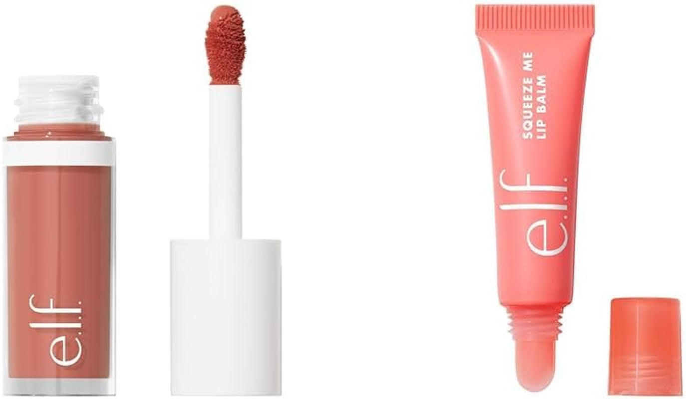 Camo Liquid Blush, Long-Lasting Liquid Blush for High-Pigment Colour & Squeeze Me Lip Balm, Moisturizing Lip Balm for a Sheer Tint of Colour