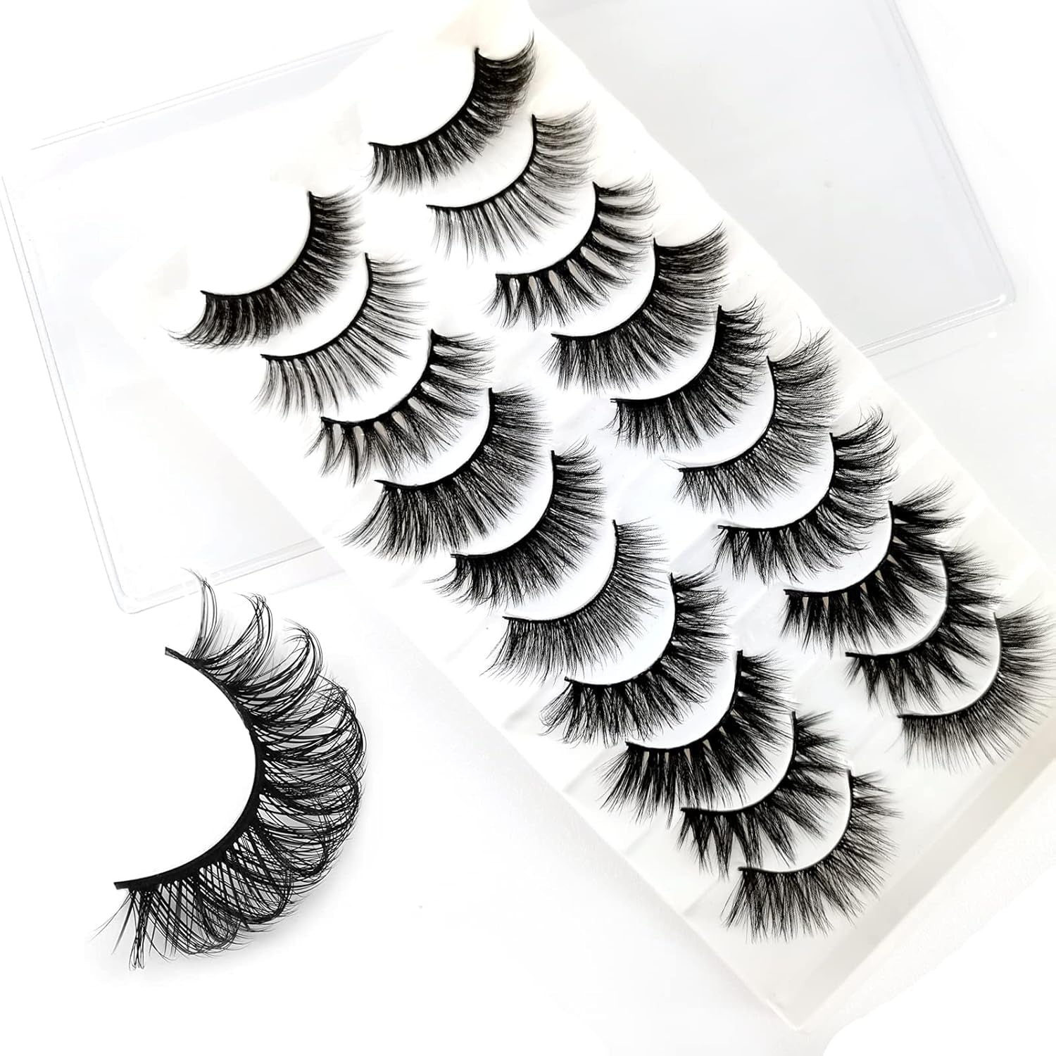 10 Styles Mixed False Eyelashes, Natural Fluffy False Eyelashes Thick Volume Faux Mink Eye Lashes, Reusable Handmade 3D Manga Lashes Extensions