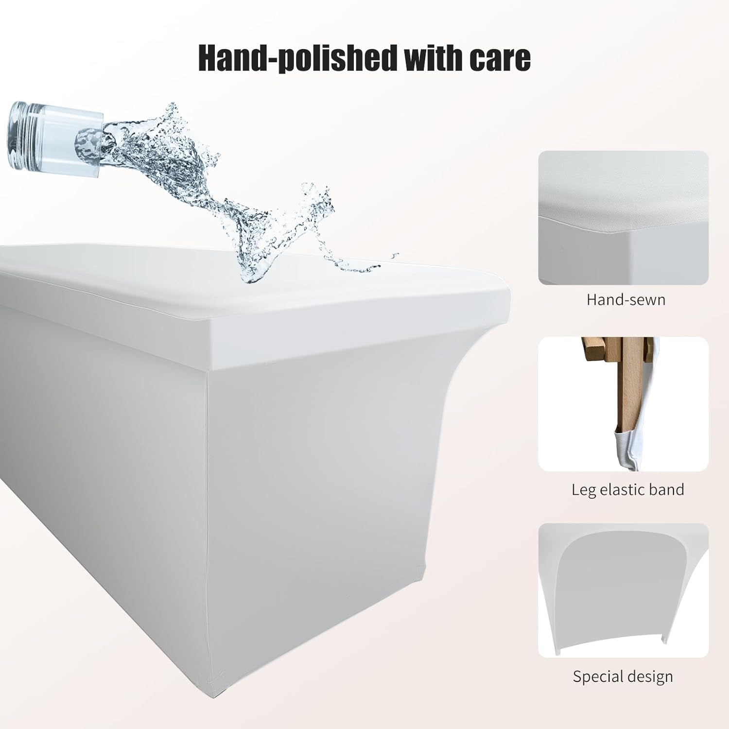 PU Leather Massage Table Cover Protector Waterproof Lash Bed Cover Protective Covers for Salon Massage Table, Wipeable and High Elasticity Vegan Leather Lash Bed Topper(White, 6FT)