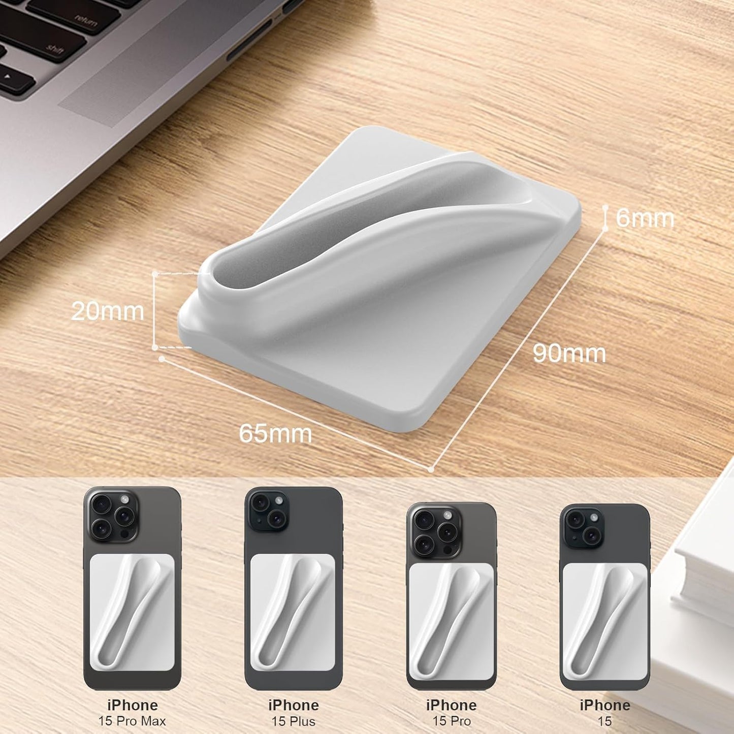 2 Pack Lip Gloss Adhesive Sleeve for Cell Phone, Silky Silicone Lip Holder Stick-On Phone Case, Compatible for Summer Fridays, LANEIGE, Rhode Lipgloss, Grey+Grey