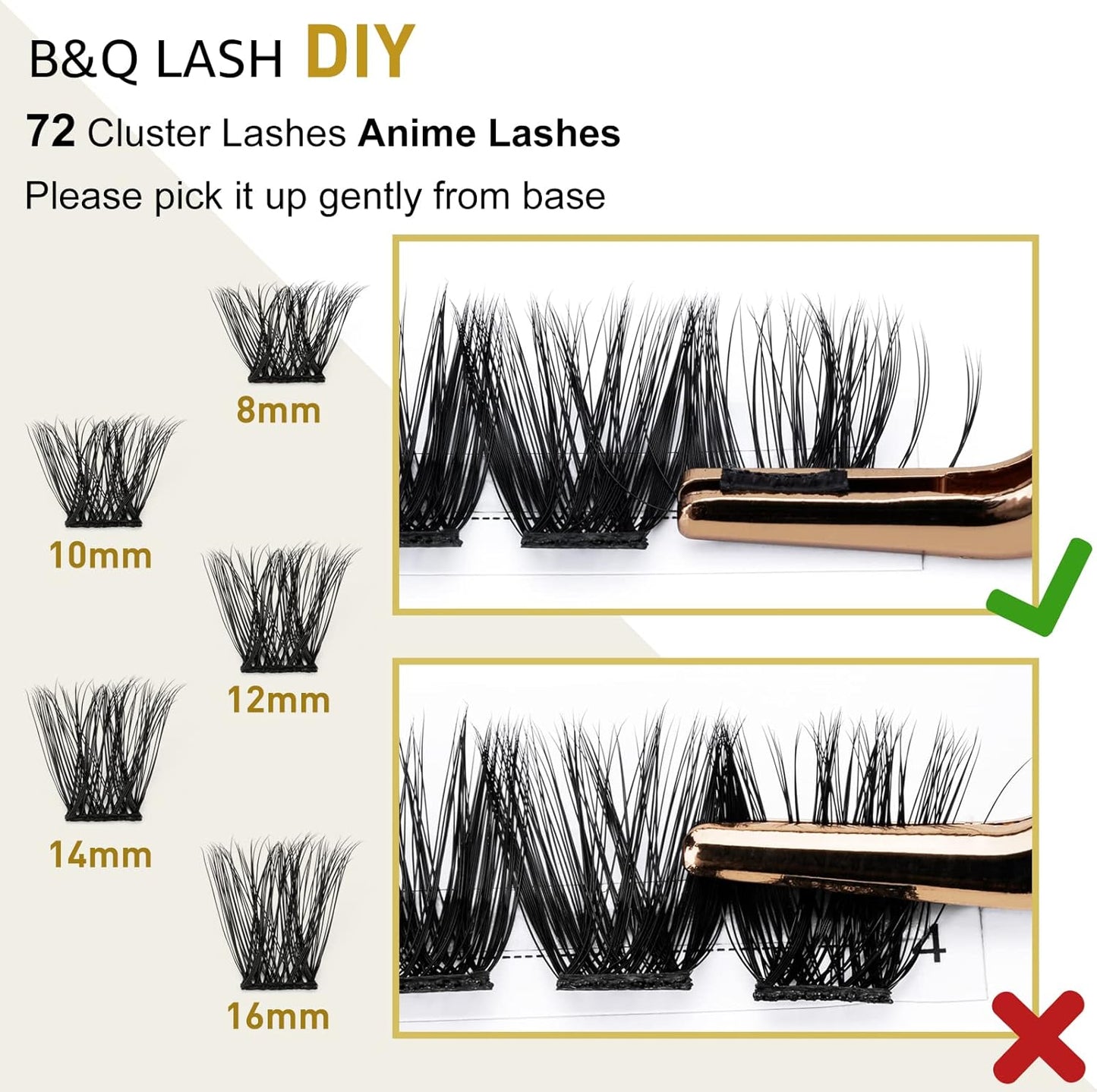 Lash Clusters B06 D Curl 10Mm 72 Clusters Lashes B&Q LASH Eyelash Clusters C D Curl Individual Lashes Volume DIY Lash Extensions at Home (B06,D-10Mm)