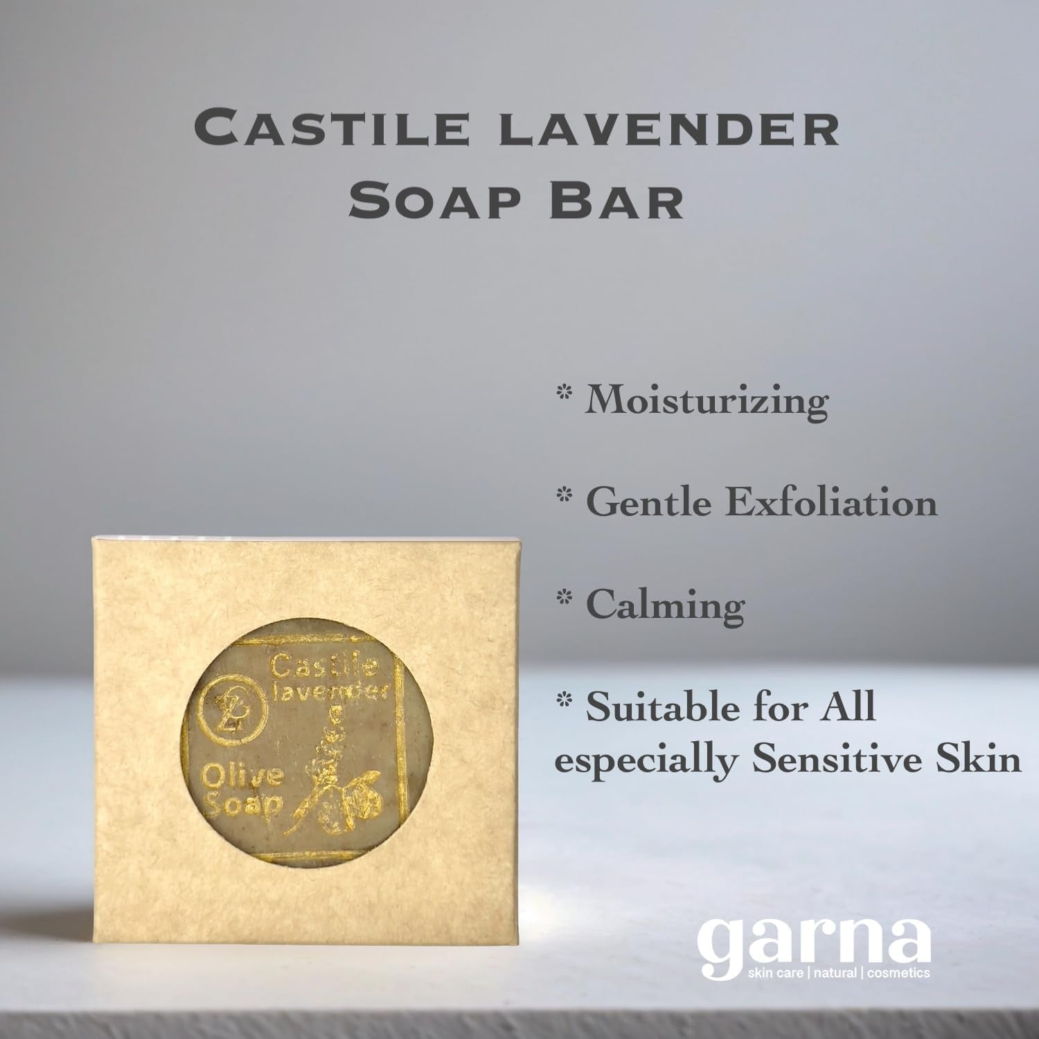 Lavender Castile Soap Bar 3.5 Oz: Handcrafted Pure Castile Soap Infused with Lavender Essential Oil, Gentle Exfoliation & Nourishment