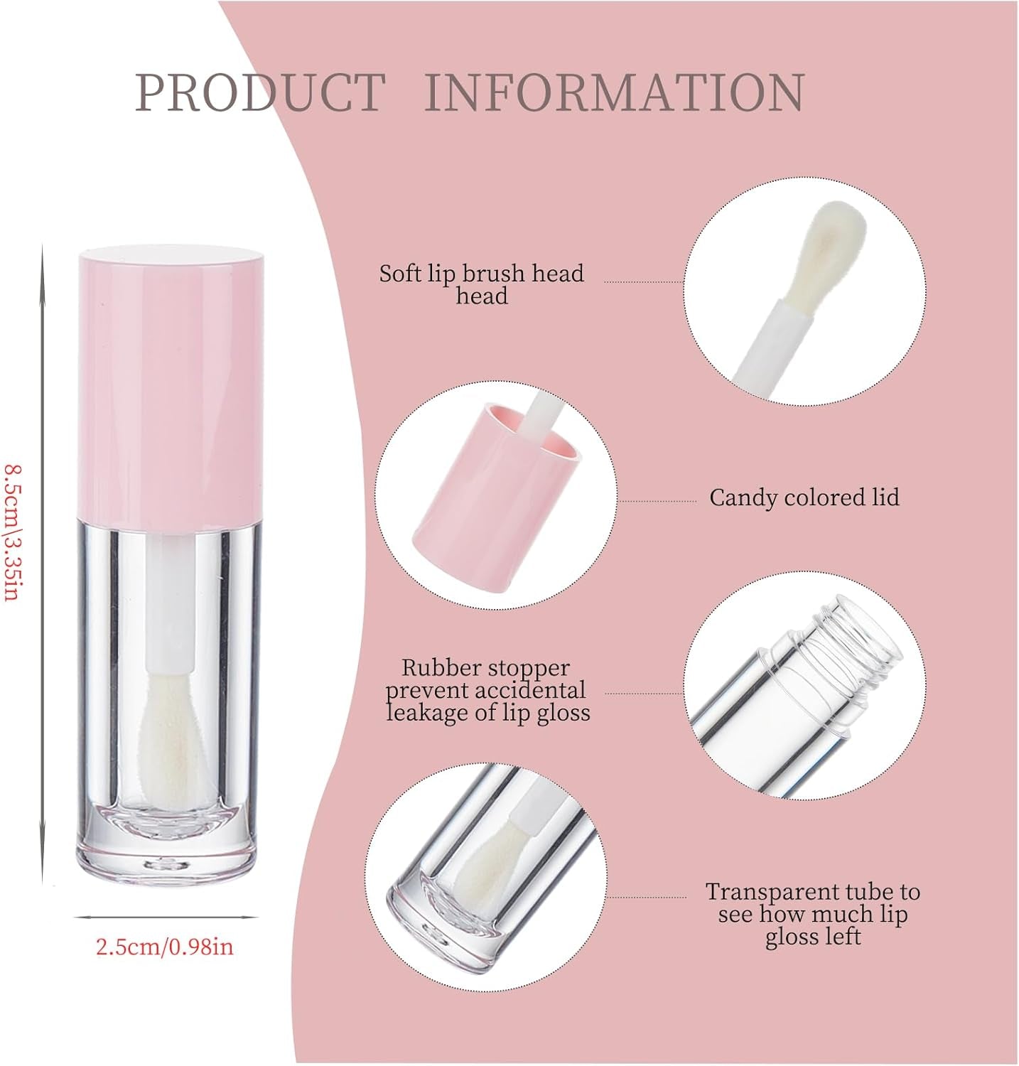 4 PACK Empty Lip Gloss Tubes, 6ML Clear Lip Gloss Containers with Injector, Mini Reusable Lip Balm Tube Dispense Container for DIY Lipgloss Lipstick