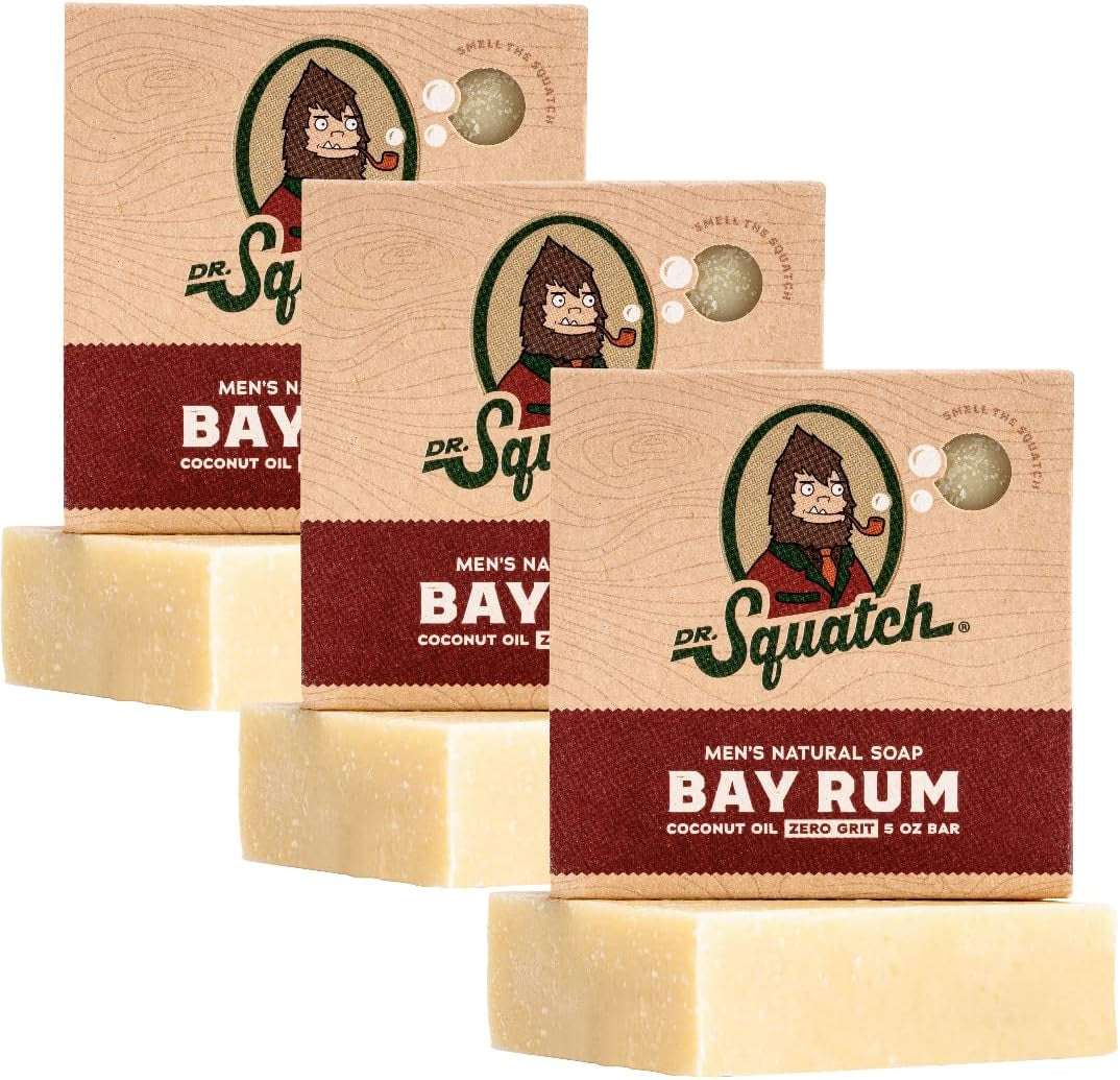 All Natural Bar Soap for Men with Zero Grit, 3 Pack, Bay Rum