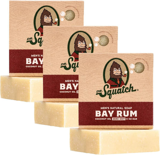 All Natural Bar Soap for Men with Zero Grit, 3 Pack, Bay Rum