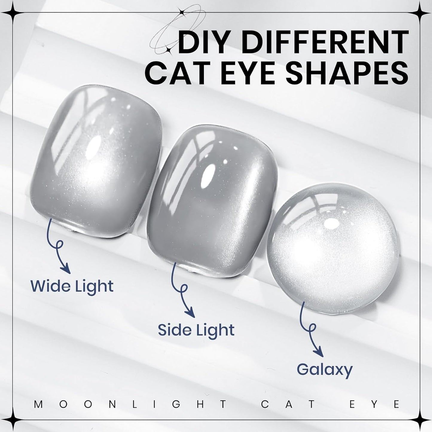 Silver Cat Eye Gel Nail Polish, Glitter Holographic Gel Polish with Magnet Moonlight Jelly Glass Magnetic Gel Polish Soak off U V Gel Salon DIY at Home,15Ml/ 0.5 OZ