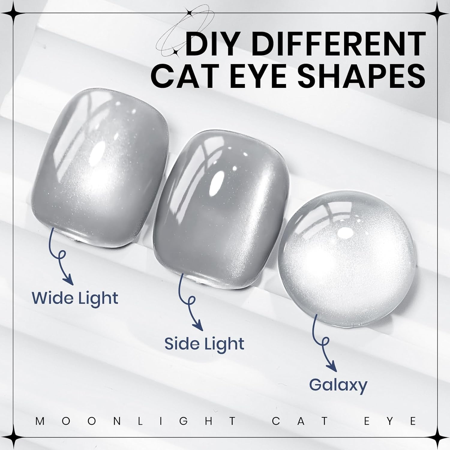 Silver Cat Eye Gel Nail Polish, Glitter Holographic Gel Polish with Magnet Moonlight Jelly Glass Magnetic Gel Polish Soak off U V Gel Salon DIY at Home,15Ml/ 0.5 OZ