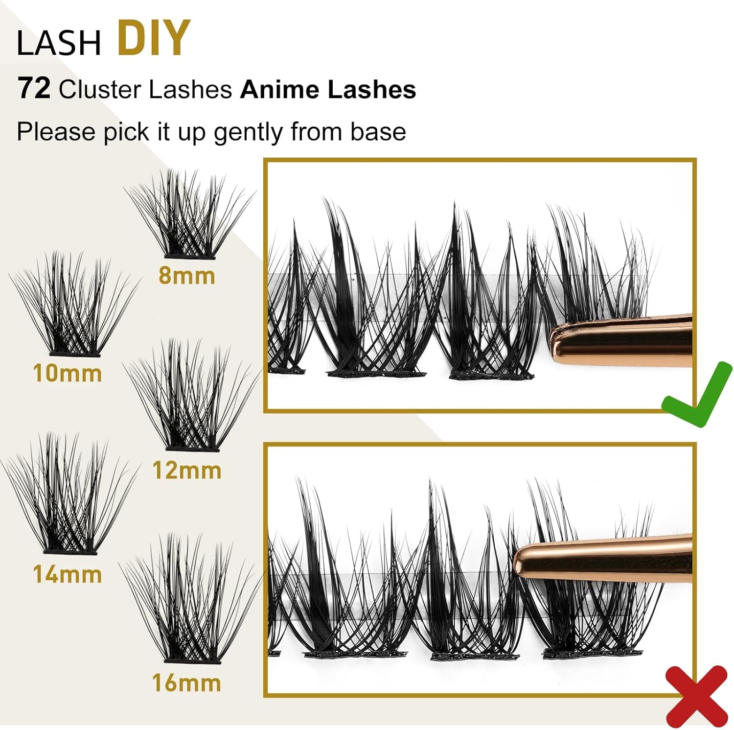 Lash Clusters B43 Mixed Tray 72 Clusters Lashes B&Q LASH Eyelash Clusters C D Curl Individual Lashes Volume DIY Lash Extensions at Home (B43,D-8-16Mix)