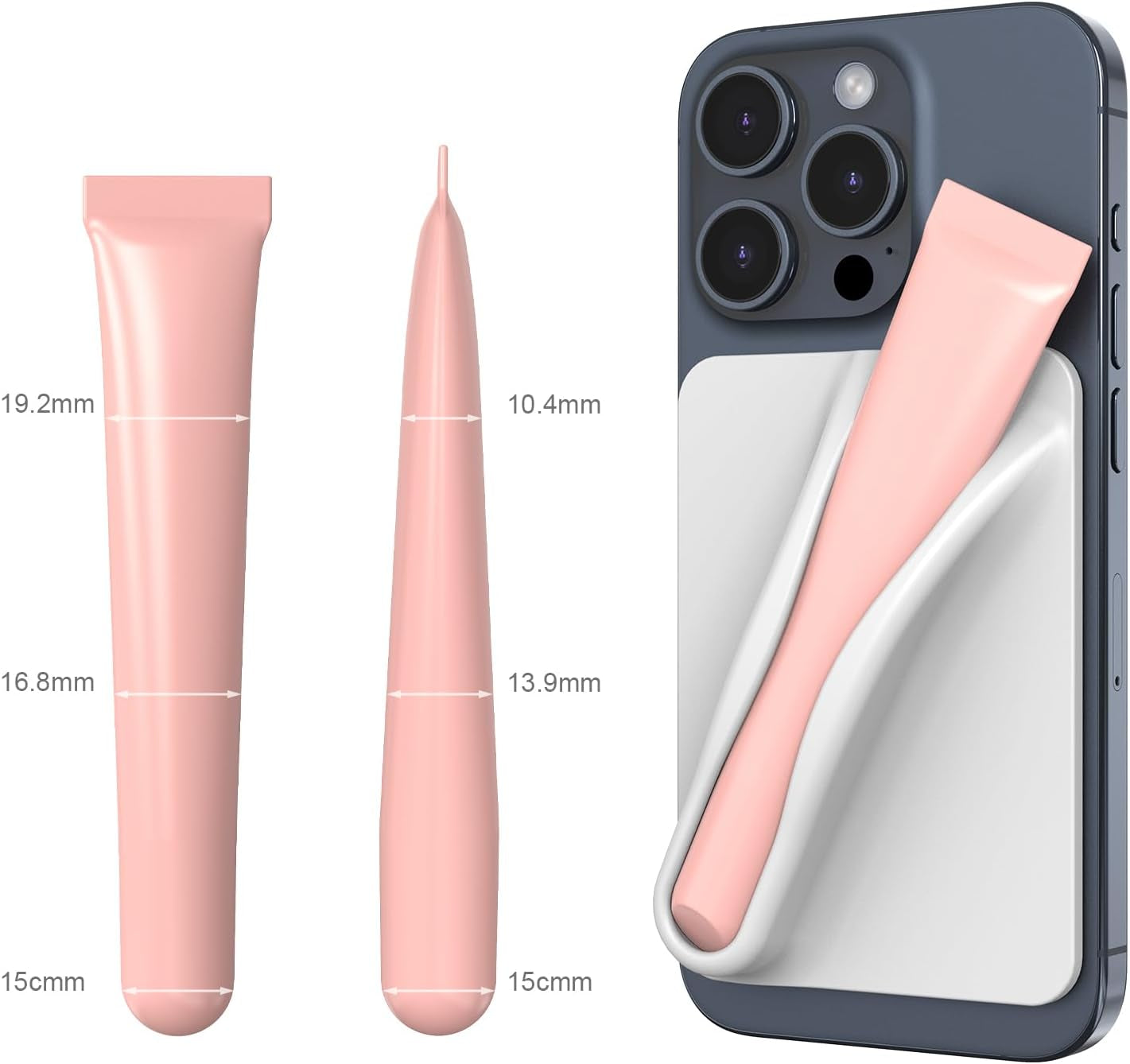 2 Pack Lip Gloss Adhesive Sleeve for Cell Phone, Silky Silicone Lip Holder Stick-On Phone Case, Compatible for Summer Fridays, LANEIGE, Rhode Lipgloss, Grey+Grey