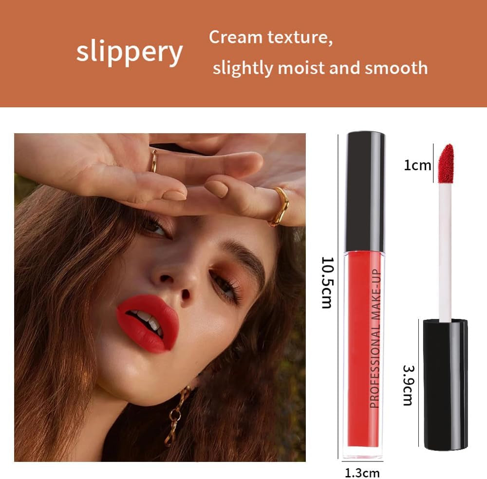 Halloween Matte Lip Gloss Set, Halloween Goth Makeup, Black Red White Lip Gloss Set for Women, No Fading, No Sticking, Waterproof