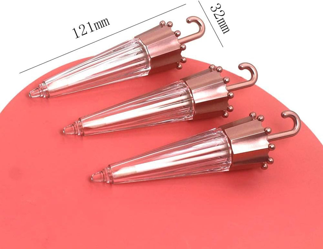 EMPTY 20Pcs Umbrella Shaped Lip Gloss Tube 5Ml, Cute Lipgloss Tubes Containers with Wand Cosmetic Packing Container, Rose Gold, Cute