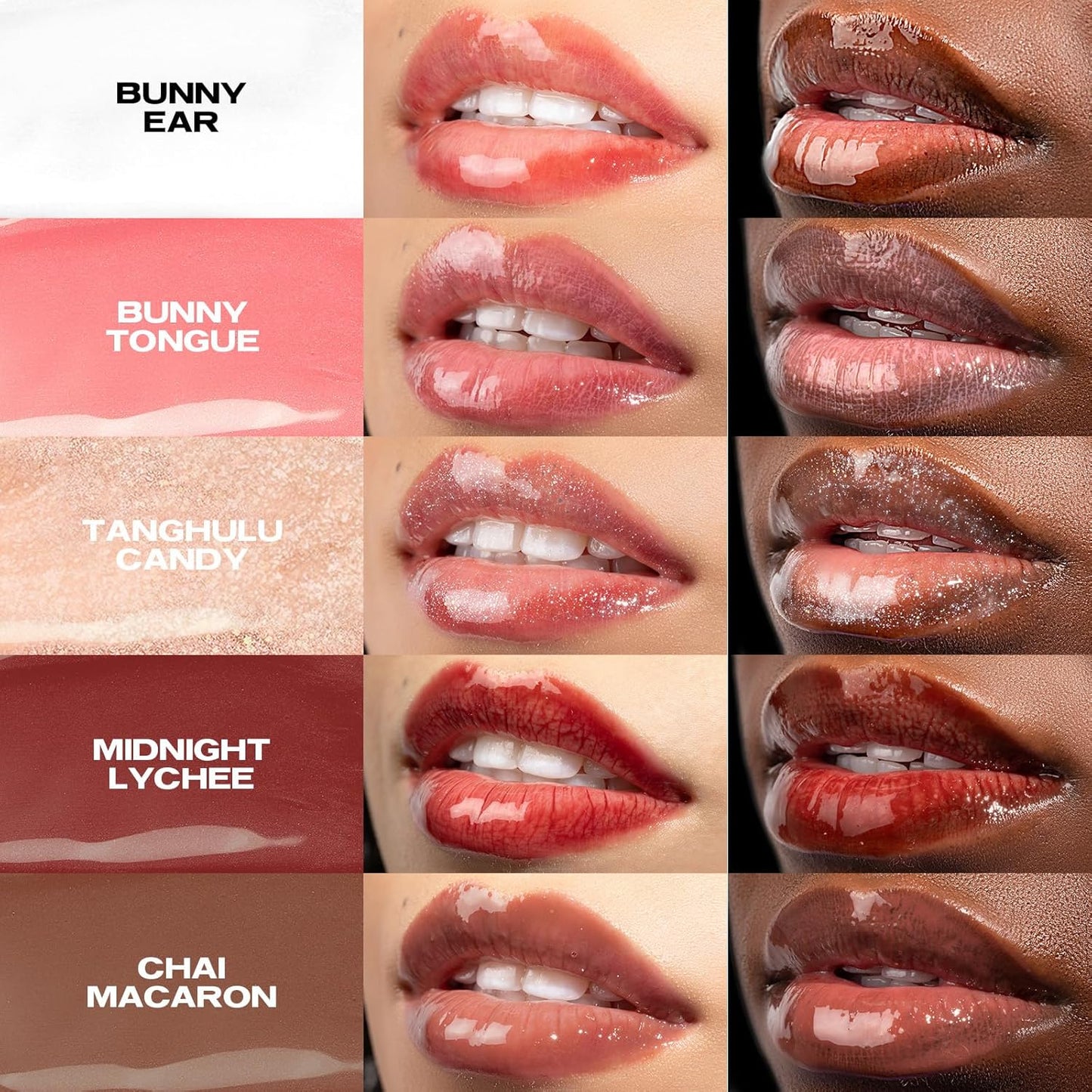 Lip Elixir Nourishing and Hydrating Lipgloss — Moisturizing Plumping Lip Gloss Enriched with Collagen, Non-Sticky Lip Color Smooth High-Shine Finish (Bunny Tongue (Pink))